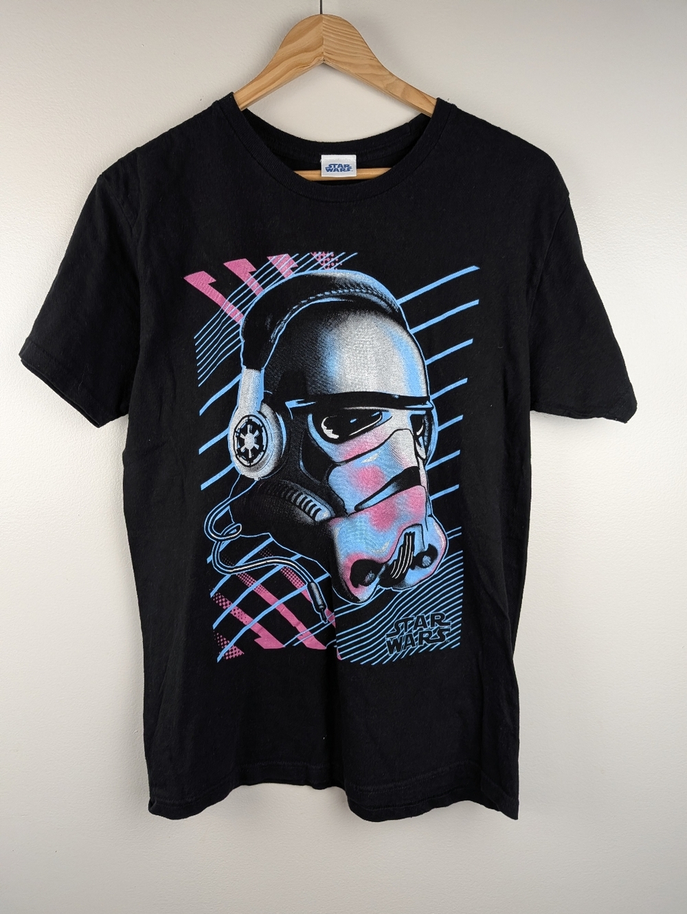 Star Wars Boys Stormtrooper Headphones Graphic Neon T-shirt Medium Lucasfilm